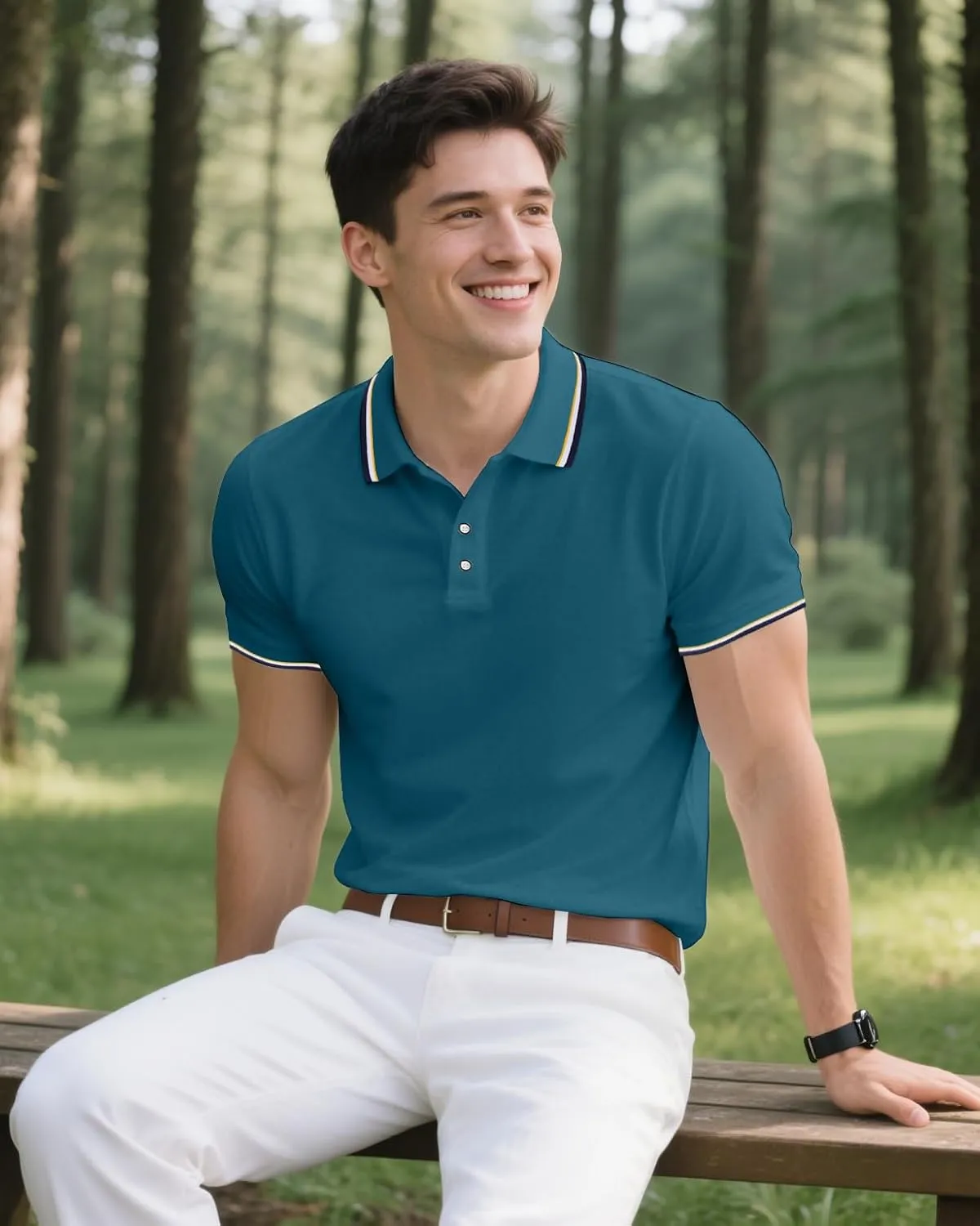 3 Pack Men's Polo Shirts Quick-Dry Short Sleeve Athletic Polo Shirts Moisture Wicking Business Casual Golf Shirts