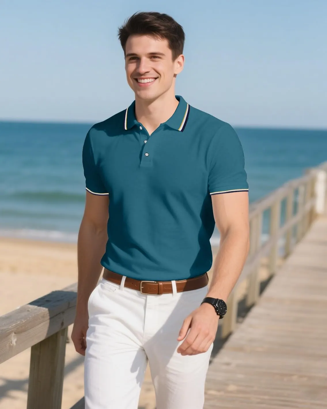 3 Pack Men's Polo Shirts Quick-Dry Short Sleeve Athletic Polo Shirts Moisture Wicking Business Casual Golf Shirts
