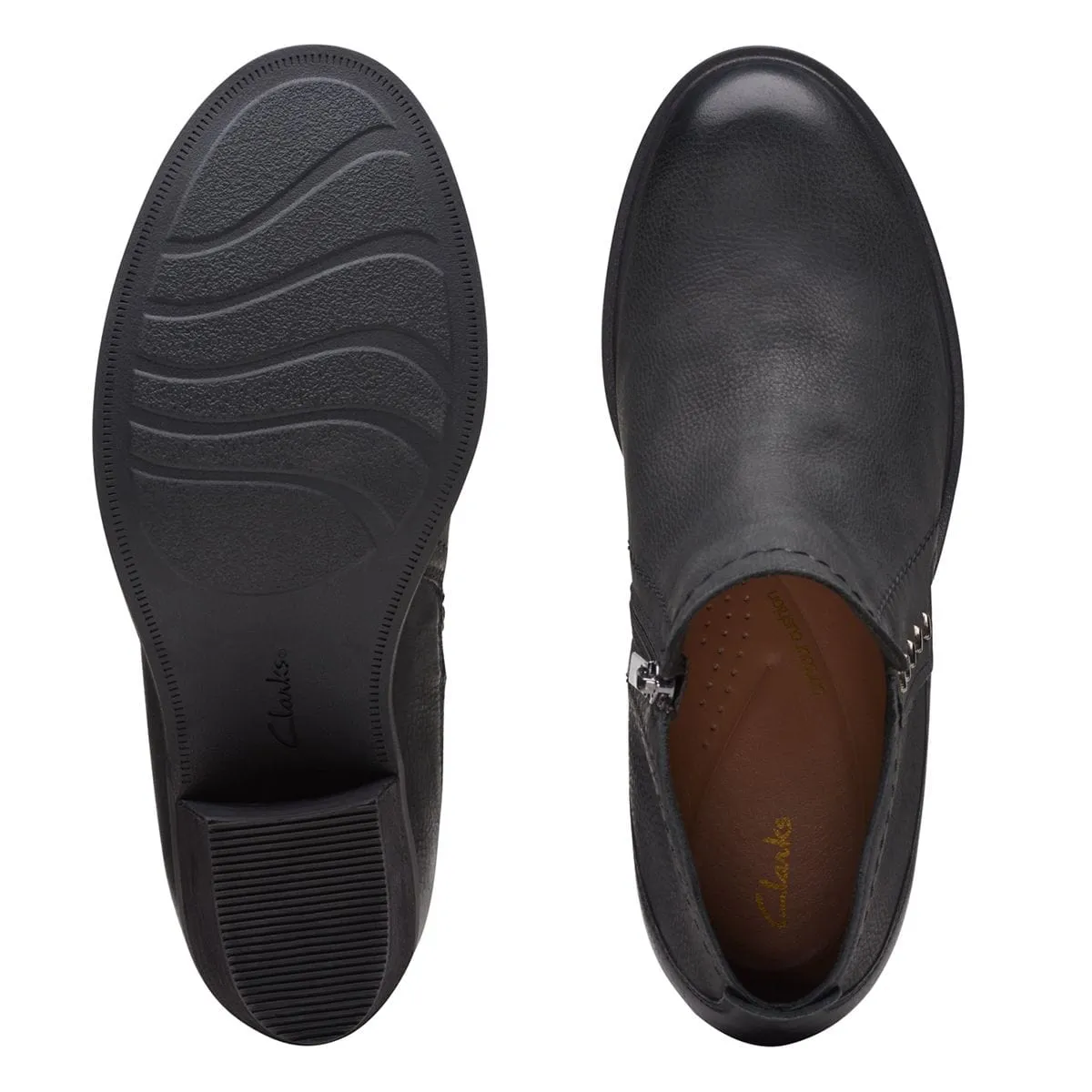 Clarks Women's Neva Lo Boots- Black Leather