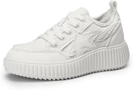 DREAM PAIRS Women Platform Chunky Lightweight Comfortable Casual Denim Fabric Lace-Up Kay Walking Fashion Sneakers