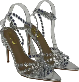 Ego Metallic After-glow Clear Perpsex Diamante Strap Detail Pointed Toe Stiletto Heel UK 4 EU 37 👠