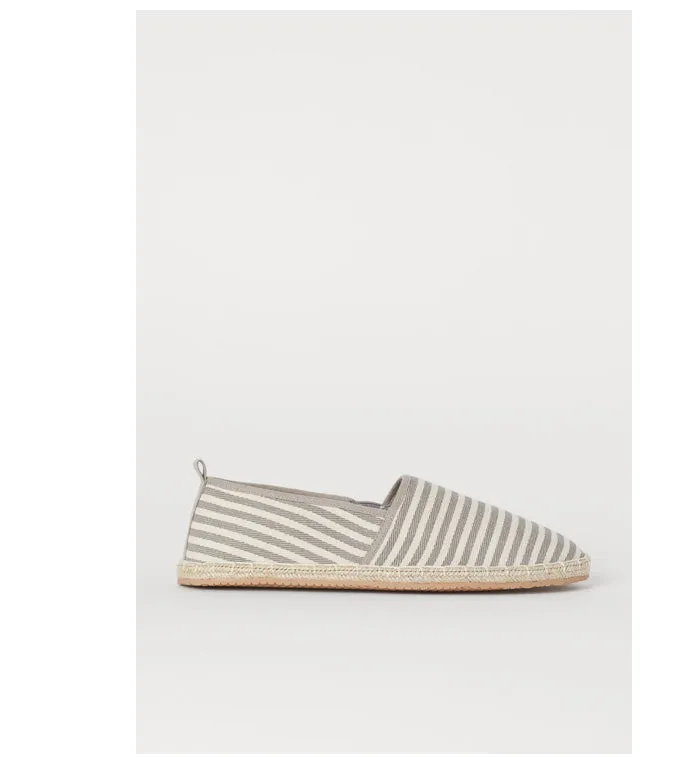 H&M- Natural White/Gray Striped Espadrilles