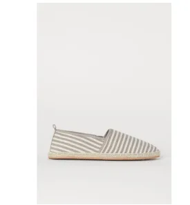 H&M- Natural White/Gray Striped Espadrilles