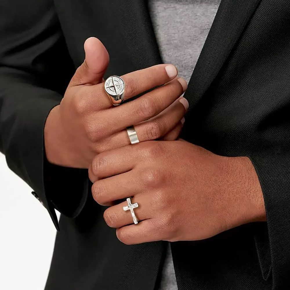 KISS WIFE Vintage Silver Punk Rings Set for Men, Cool Gothic Chunky Rings Bulk, Skull Snake Spade Ace Malachite Stackable Hippie Knuckle Rings Pack, Trendy Men's Jewelry Gift for Him