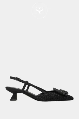 LODI DA5502 BLACK POINTED TOE SLINGBACK LOW HEELS