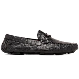 Marco Di Milano Parma Black Caiman Belly Bit Driving Loafers