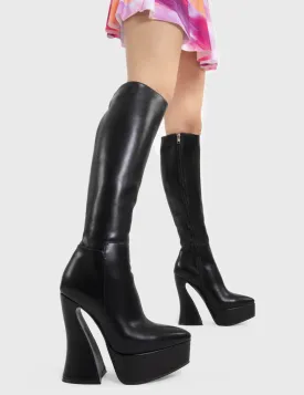 Money Moves Platform Knee High Boots