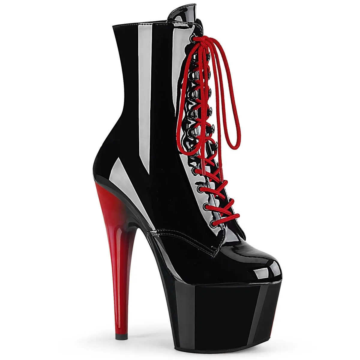 Pleaser Adore 1020-1 Womens 7" Heel, Platform Front Lace Pole Dance Ankle Boots