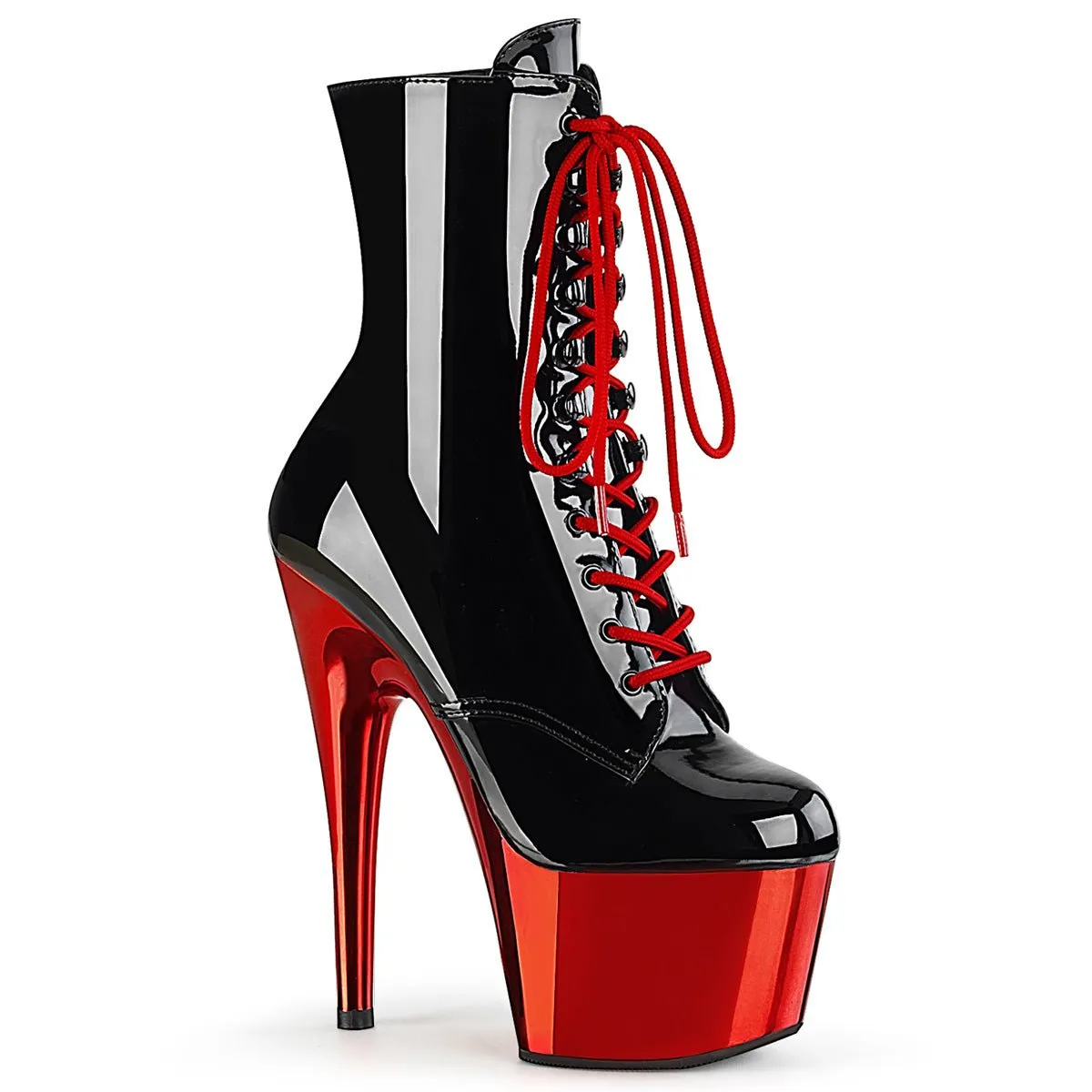 Pleaser Adore 1020-1 Womens 7" Heel, Platform Front Lace Pole Dance Ankle Boots