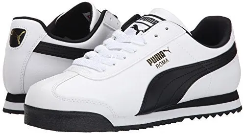 PUMA Mens Roma Sneaker, Basic white-black, 12