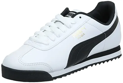 PUMA Mens Roma Sneaker, Basic white-black, 12