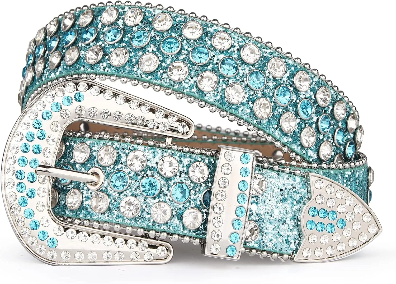 UnFader Womens Men Rhinestone Western Belts Bling Cowgirl Designer Diamond Studded Belts for Jeans