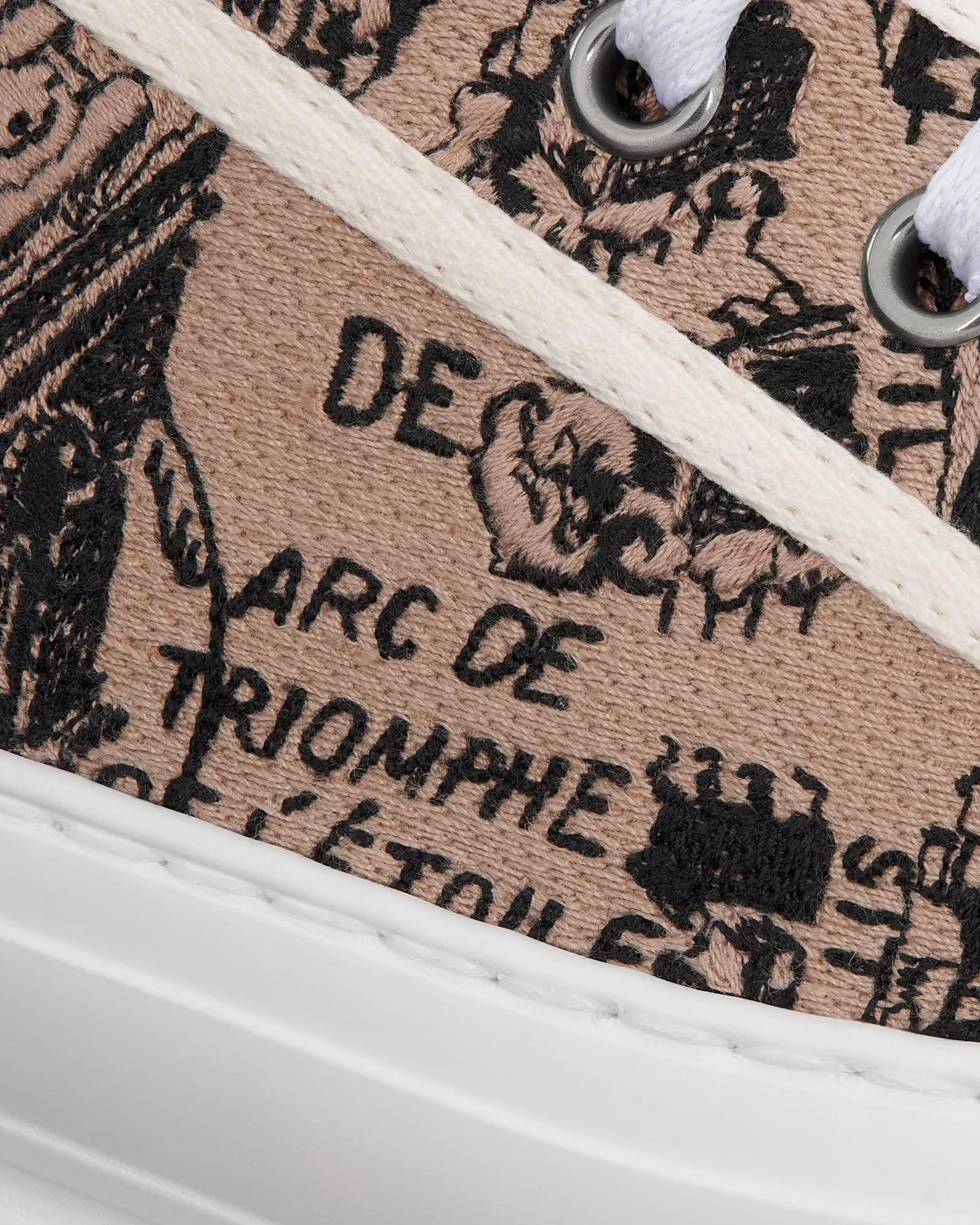 Walk'n'Dior Platform Beige and Black Cotton Embroidered with Plan de Paris Motif Low Top Sneakers