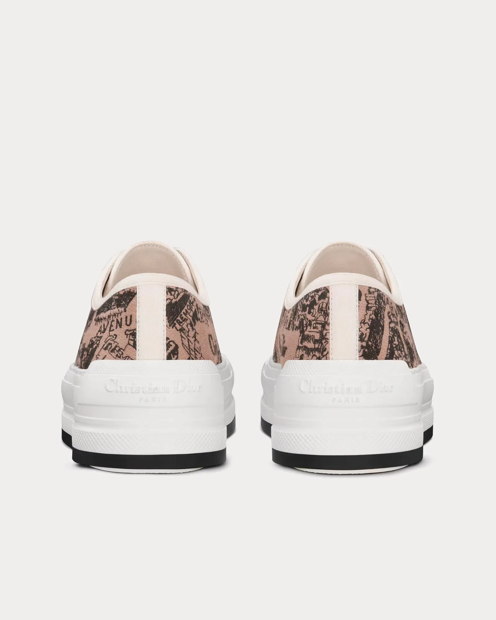 Walk'n'Dior Platform Beige and Black Cotton Embroidered with Plan de Paris Motif Low Top Sneakers