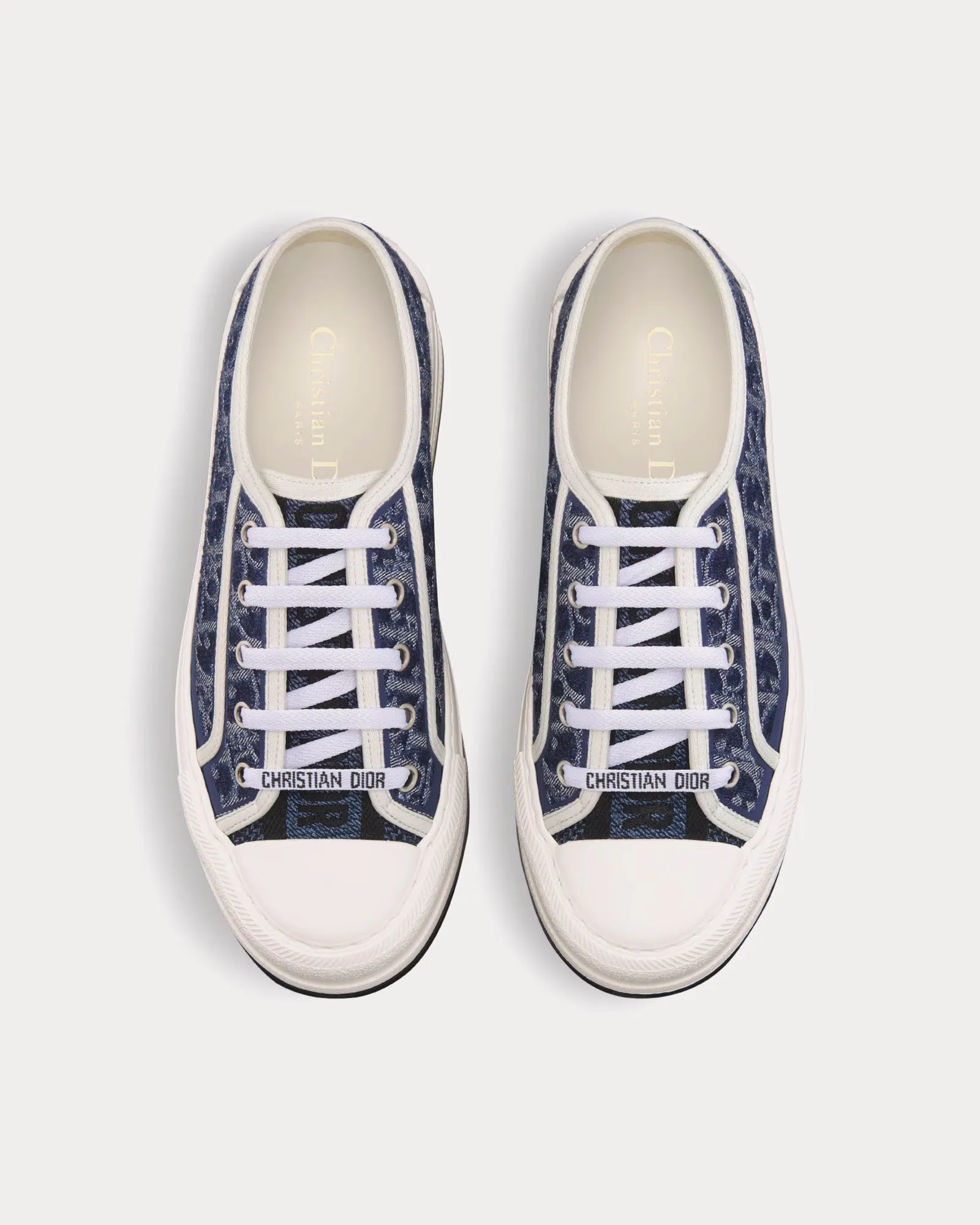 Walk'n'Dior Platform Blue Stonewashed-Effect Cotton Denim Embroidered with Dior Oblique Motif Low Top Sneakers