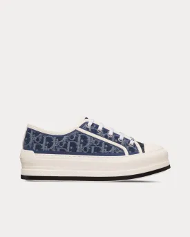 Walk'n'Dior Platform Blue Stonewashed-Effect Cotton Denim Embroidered with Dior Oblique Motif Low Top Sneakers