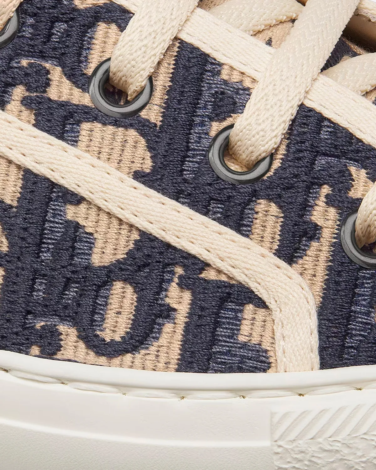 Walk'n'Dior Platform Embroidered Cotton Deep Blue Dior Oblique Low Top Sneakers