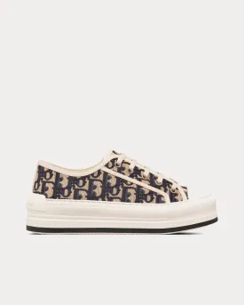 Walk'n'Dior Platform Embroidered Cotton Deep Blue Dior Oblique Low Top Sneakers