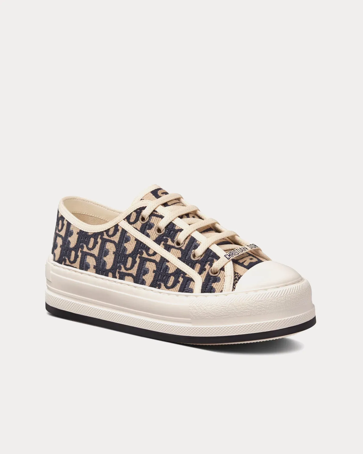 Walk'n'Dior Platform Embroidered Cotton Deep Blue Dior Oblique Low Top Sneakers