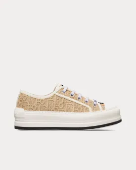 Walk'n'Dior Platform Natural Raffia-Effect Cotton Embroidered with Dior Oblique Motif Low Top Sneakers