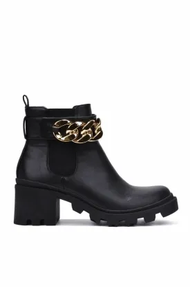 Women block heel combat Ankle boots With Chain ( Shiba By Cape Robbin )