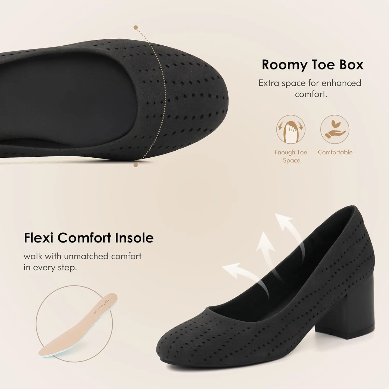 Women Low Block Chunky Heels Work Pumps Comfortable Dress Shoes
