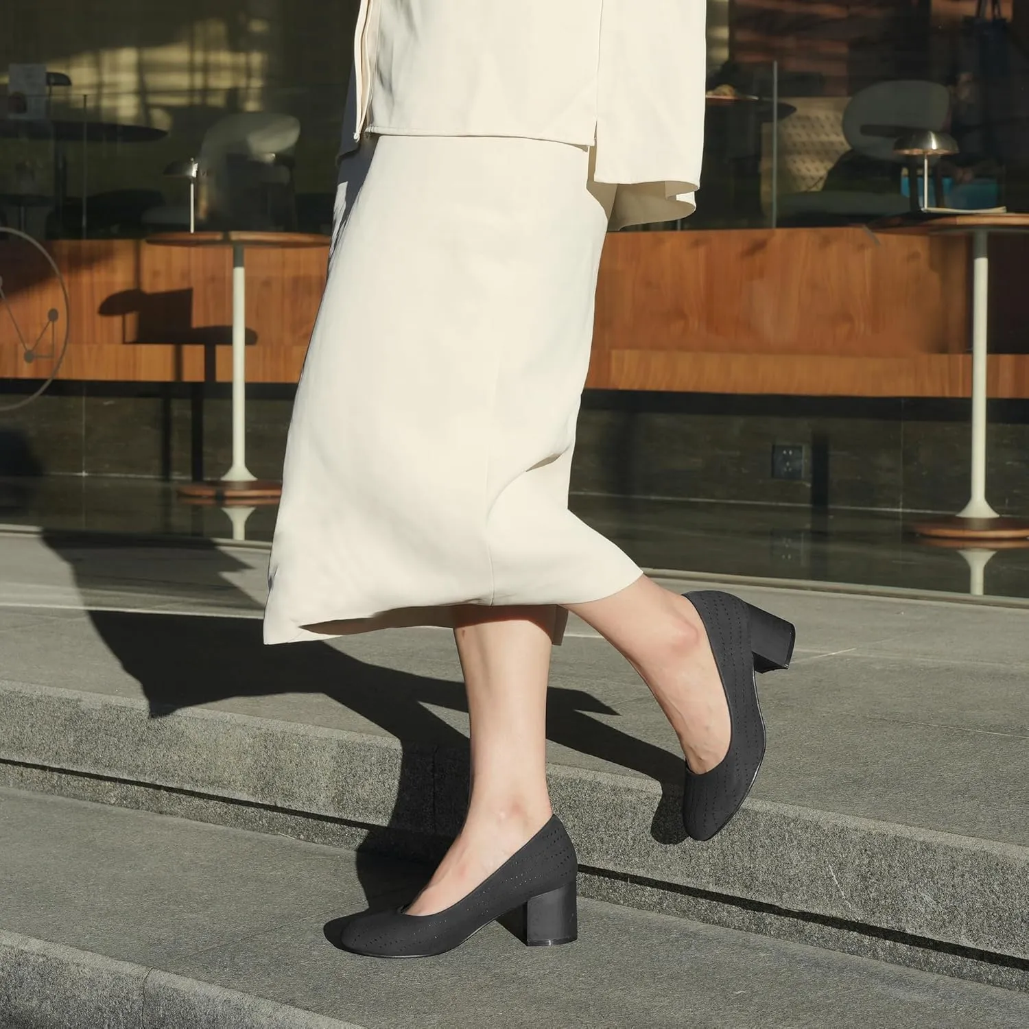 Women Low Block Chunky Heels Work Pumps Comfortable Dress Shoes