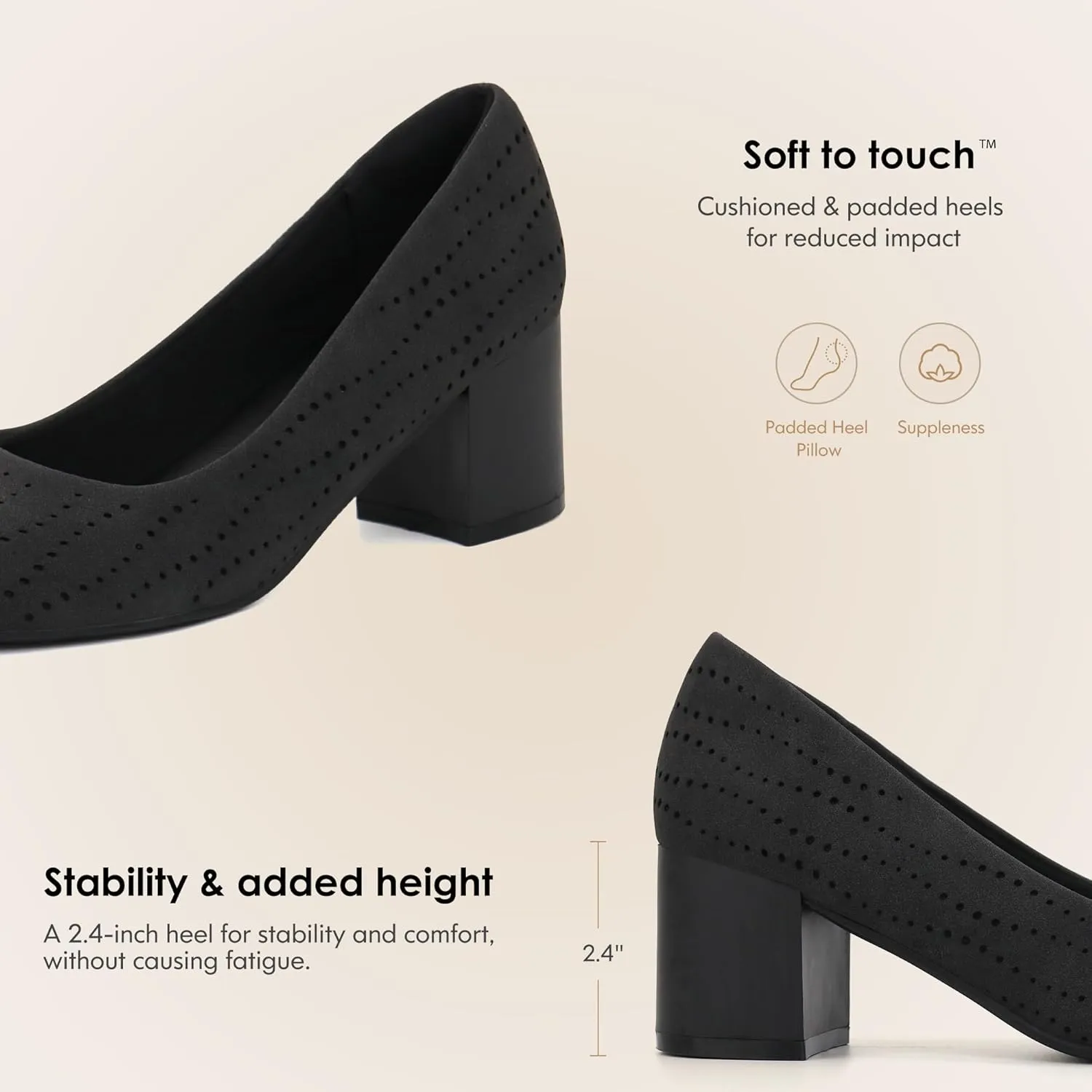 Women Low Block Chunky Heels Work Pumps Comfortable Dress Shoes