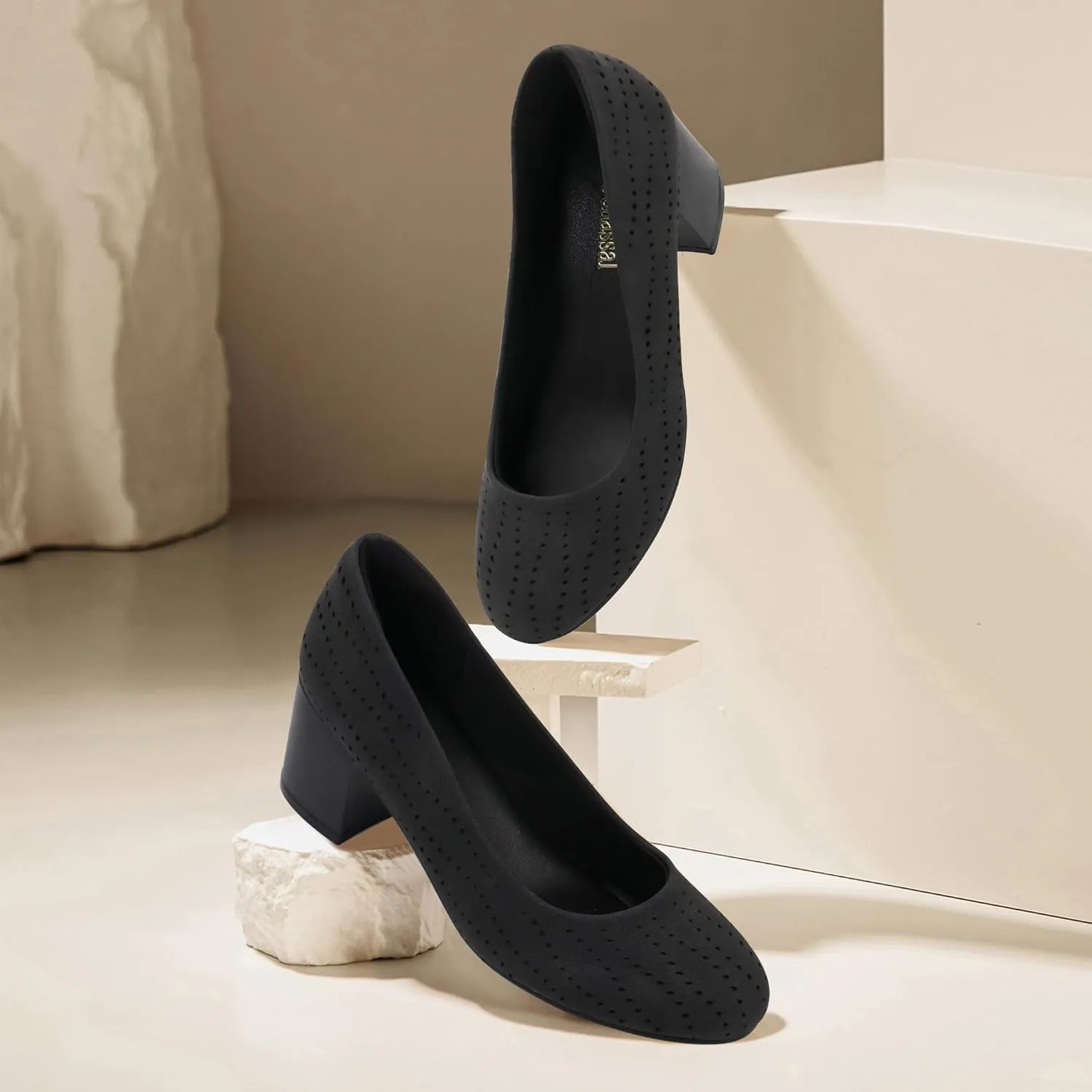 Women Low Block Chunky Heels Work Pumps Comfortable Dress Shoes