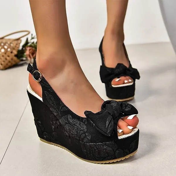 Women's One-Line Buckle Fish Mouth Wedge Sandals 26875147C