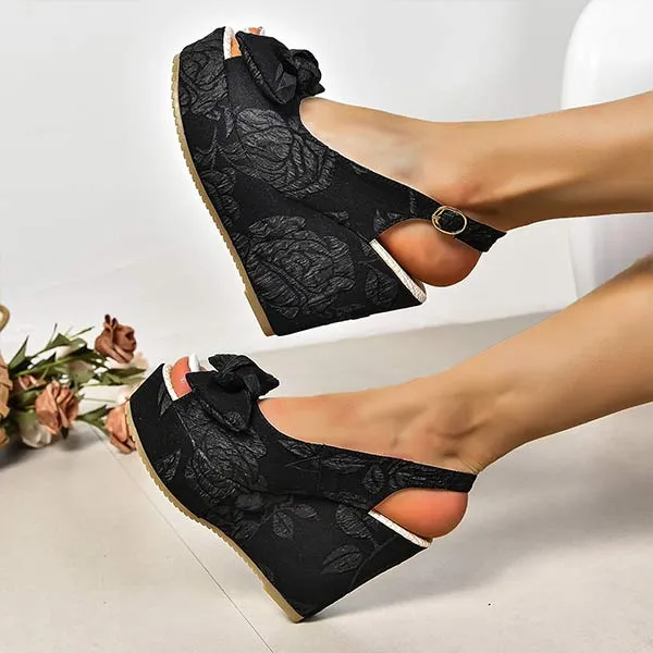 Women's One-Line Buckle Fish Mouth Wedge Sandals 26875147C