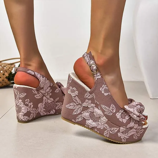 Women's One-Line Buckle Fish Mouth Wedge Sandals 26875147C